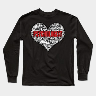 Psychologist Heart Shape Word Cloud Design print Long Sleeve T-Shirt